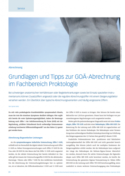 Chirurgen Magazin - Grundlagen und Tipps zur GOÄ-Abrechnung im Fachbereich Proktologie