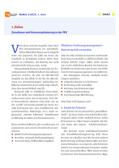 Zeitschrift für Ambulante Neurochirurgie - Artikel von Joachim Zieher